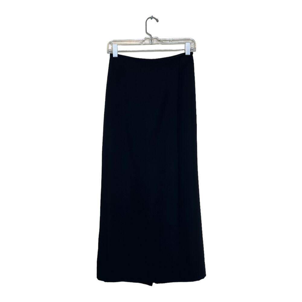 Zara Basic black crepe palazzo front overlap flap pants size small
